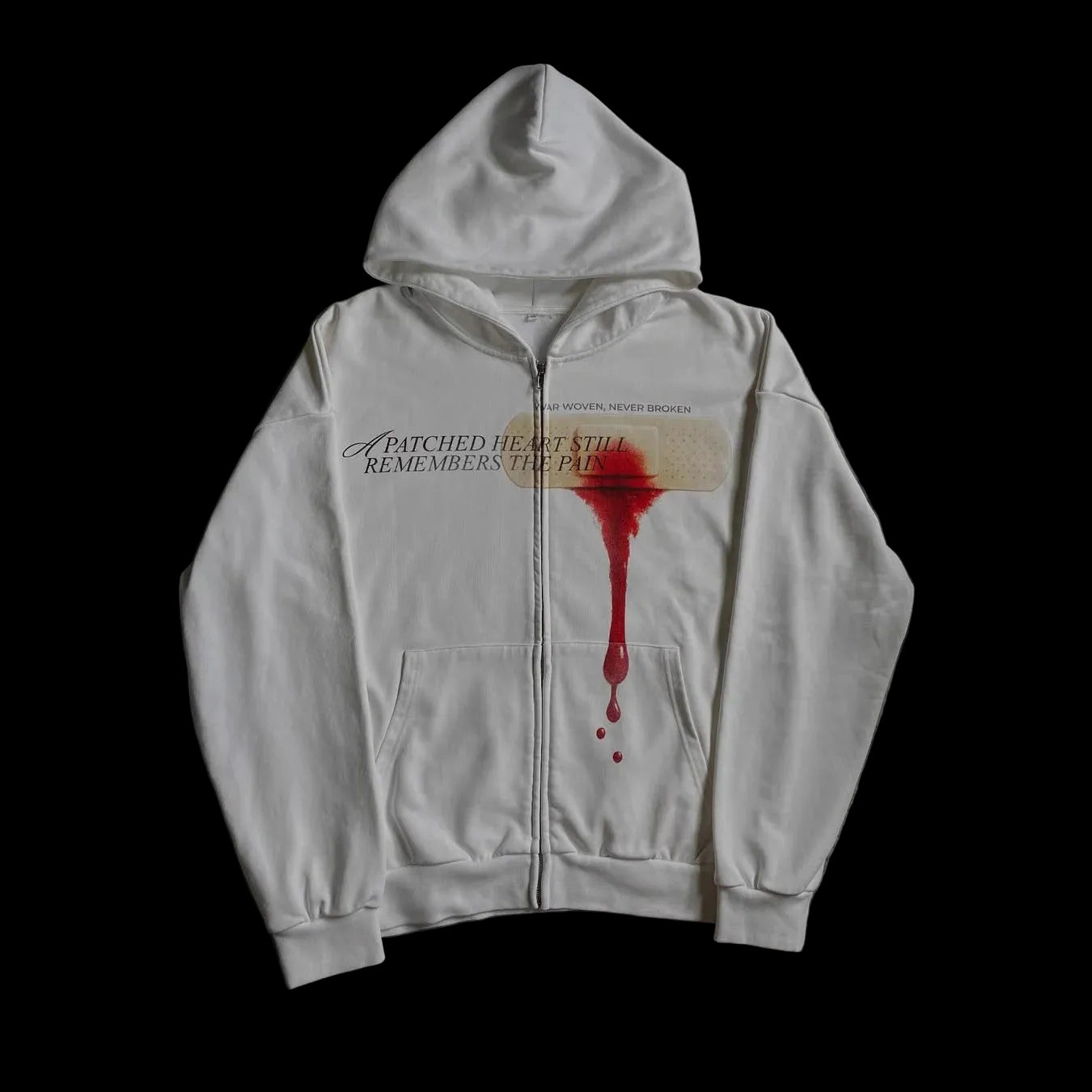 "PATCHED HEART" ZIP HOODIE